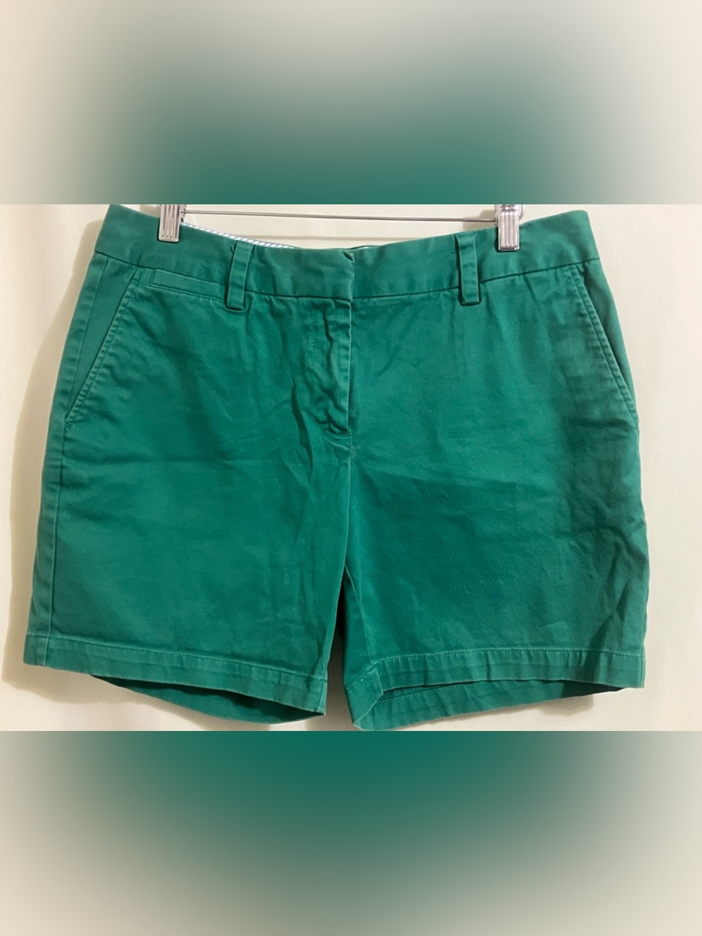 Land's End Women's Green Mid Rise Cotton Chino Shorts Size 10P